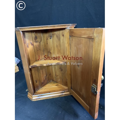 681 - Pine corner cupboard height 53 cms, width 40 cms