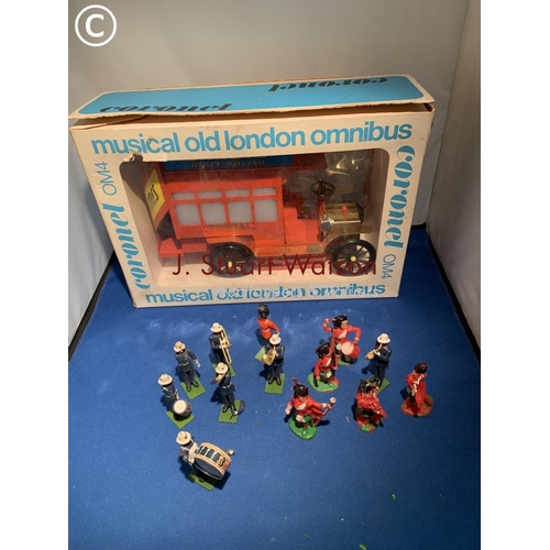 844 - A Boxed Coronet Musical Old London Omnibus and Plastic Soldiers