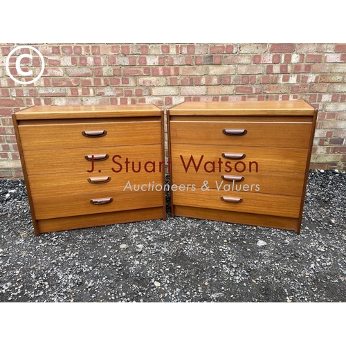 10 - A pair of mid century teak chests of four drawers AF To handle