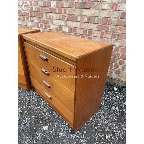 10 - A pair of mid century teak chests of four drawers AF To handle