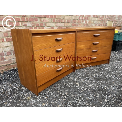 10 - A pair of mid century teak chests of four drawers AF To handle