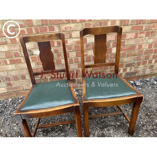 107 - Retro sewimg box, two oak chairs, two stools and a mirror