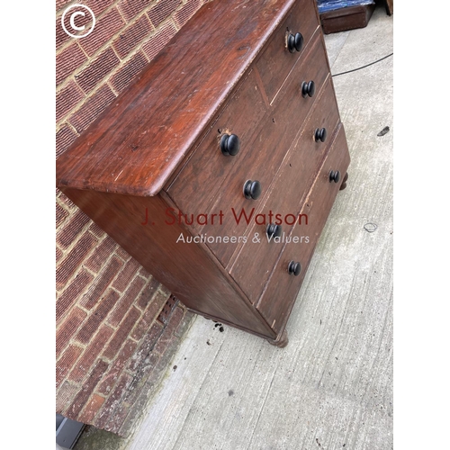 121 - An antique pine chest of five drawers