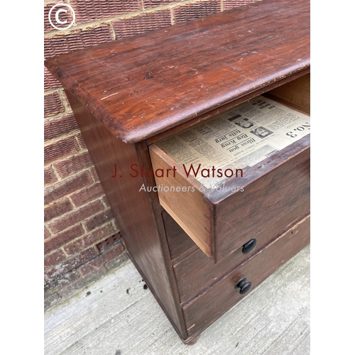 121 - An antique pine chest of five drawers