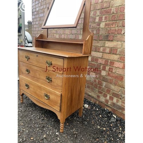 15 - A satinwood three drawer dressing table