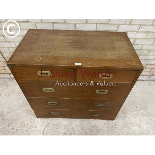 150 - A  Mahogany military style chest of five drawers