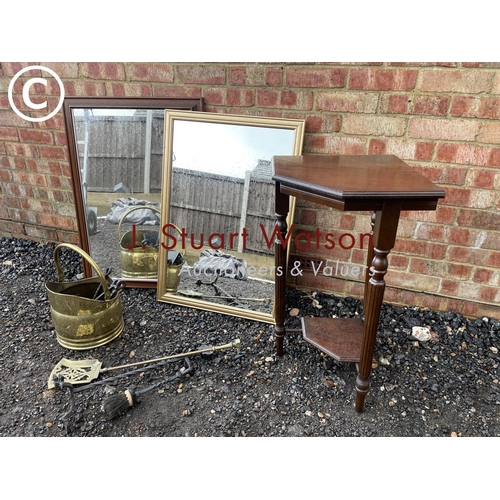 16 - Repro table, two mirrors and coal bucket