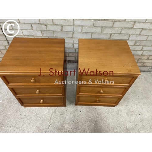 160 - A pair of mid century g plan teak three drawer bedside chests