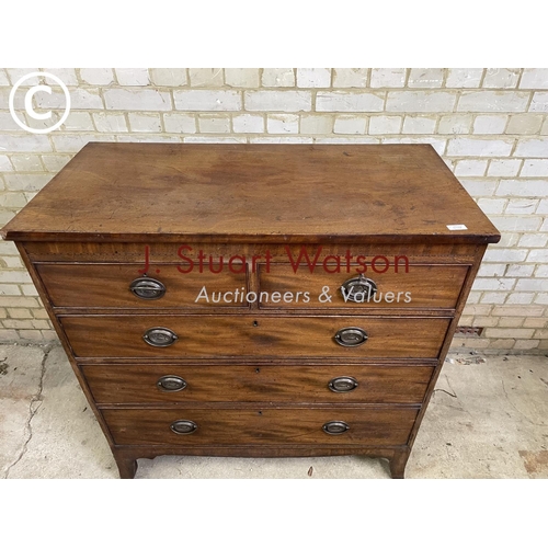 192 - A Victorian mahogany flat fronted chest of five drawers