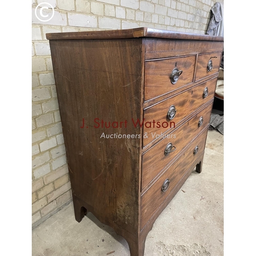 192 - A Victorian mahogany flat fronted chest of five drawers