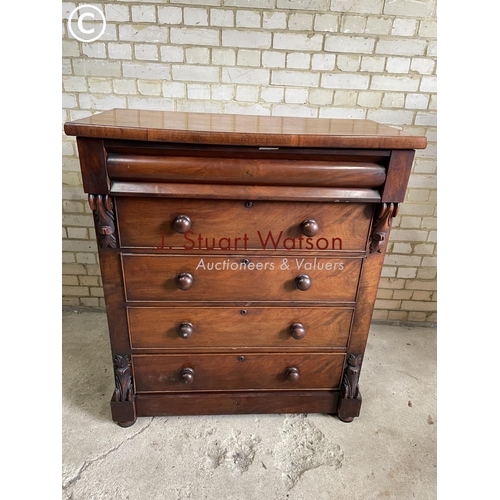 196 - A Victorian mahogany scotch style chest of five drawers