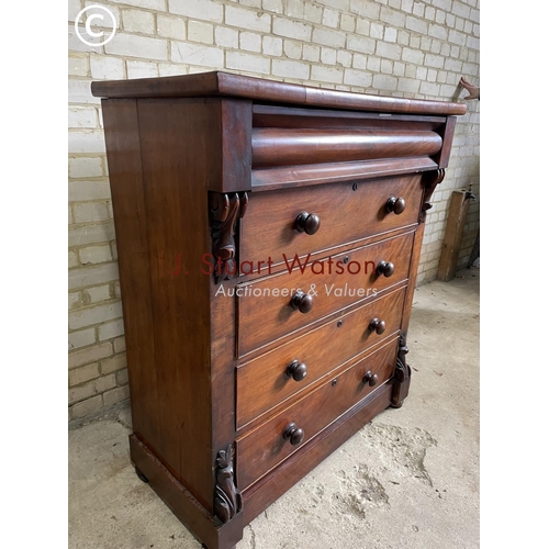 196 - A Victorian mahogany scotch style chest of five drawers