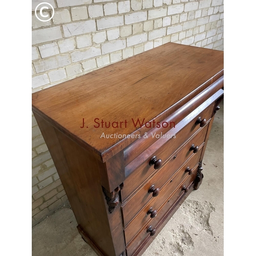 196 - A Victorian mahogany scotch style chest of five drawers