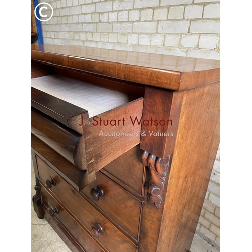 196 - A Victorian mahogany scotch style chest of five drawers