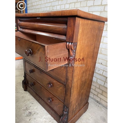 196 - A Victorian mahogany scotch style chest of five drawers