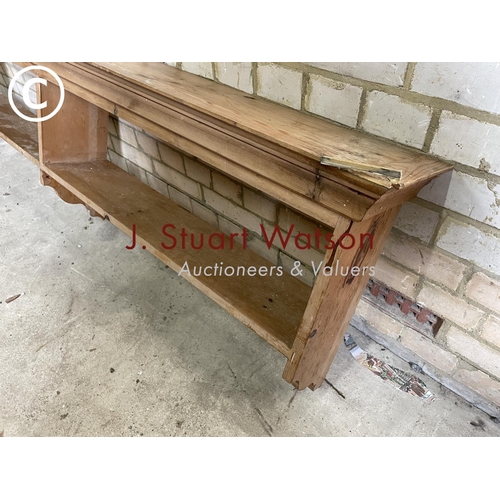 199 - A long pine wall shelf