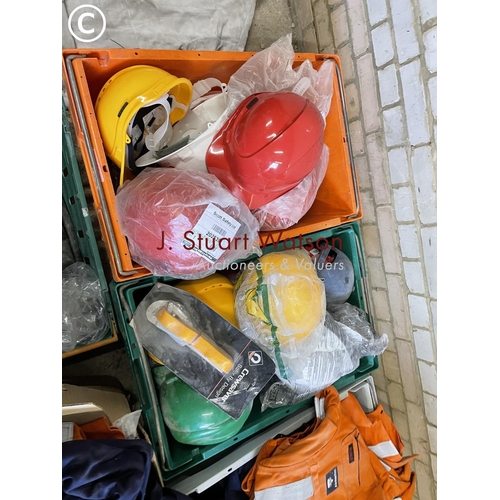 214 - A large quantity of ppe equipment including hard hats, boiler suits, complete welding suit, 2 aprons... 