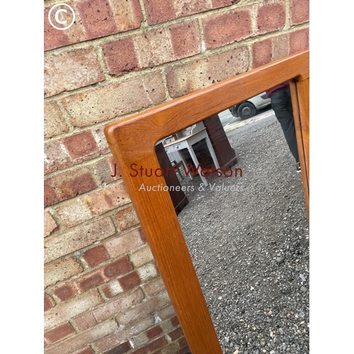 270 - A danish Teak wall hanging mirror together wth a small circular mirror