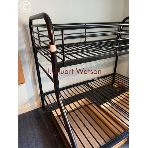 325 - A modern metal framed bunk bed with 3ft over 4ft beds