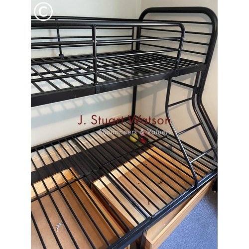 325 - A modern metal framed bunk bed with 3ft over 4ft beds