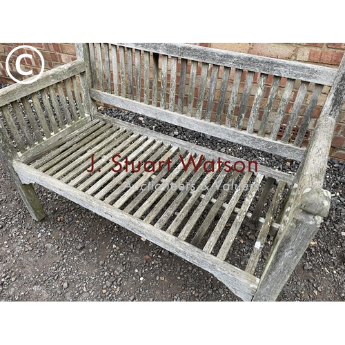 336 - A smaller country house style hardwood garden bench 115cm