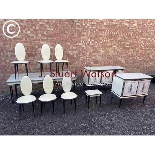 35 - A complete  mid century Italian dining suite by Umberto Mascagni purchased from Harrods of London in... 