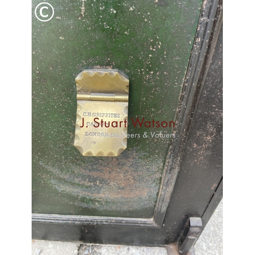 378 - A large antique safe with key