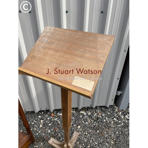 381 - An adjustable lectern stand together with a corner plant stand