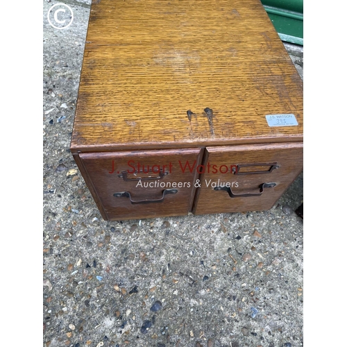 393 - Two vintage oak filing boxes