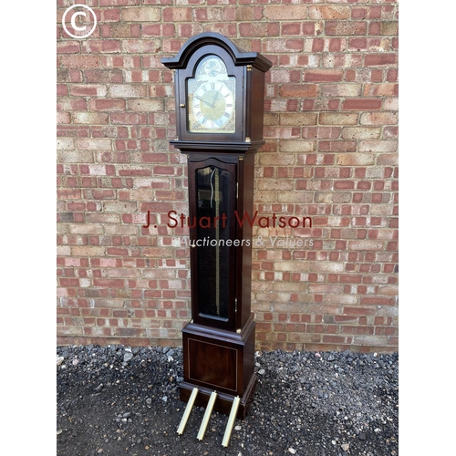 48 - A reproduction mahogany cased Temous Fugit longcase clock