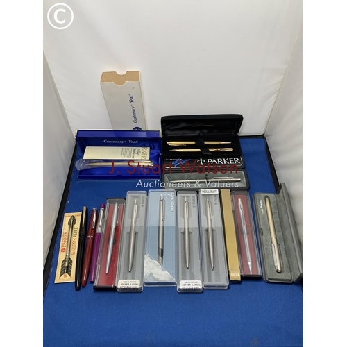 485 - Three Fountain pens and eleven boxed pens