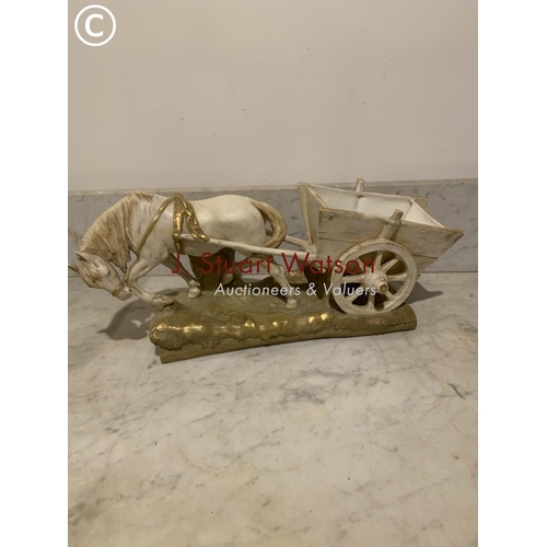 488 - Royal Dux Figure/posy holder of horse and cart - length 45 cms