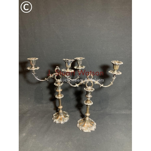 524 - Pair silver plated candelabra, height 41cms