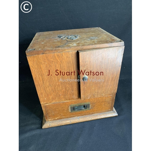 531 - Light oak Smokers Cabinet with brass carrying handles and fitted interior mounted with crest of Henr... 