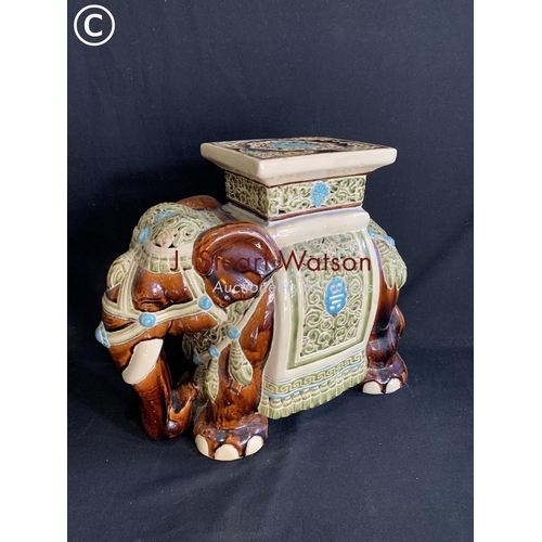 533 - Pottery Elephant Seat, height 44cms