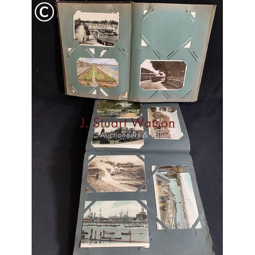 541 - 2 postcard albums with approx 162 cards, Home and abroad