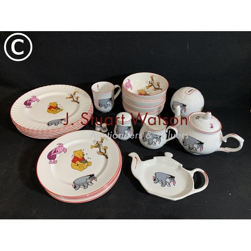 611 - Staffordshire Winnie the Pooh and Eeyore part tea and dinnerware, 26 pieces