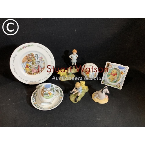 612 - Doulton; Winnie the Pooh items, Christopher Robin Figure, Pooh and Piglet, Christopher Robin and Poo... 