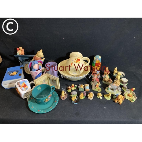 617 - Large collection of Winnie the Pooh Disney Store items and 21 figures