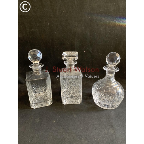 621 - Doulton Cut Glass decanter and 2 other glass decanters