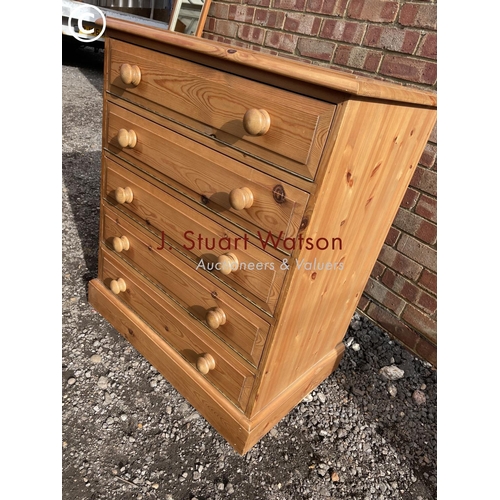 63 - A solid pine music / crafts chest with five slides