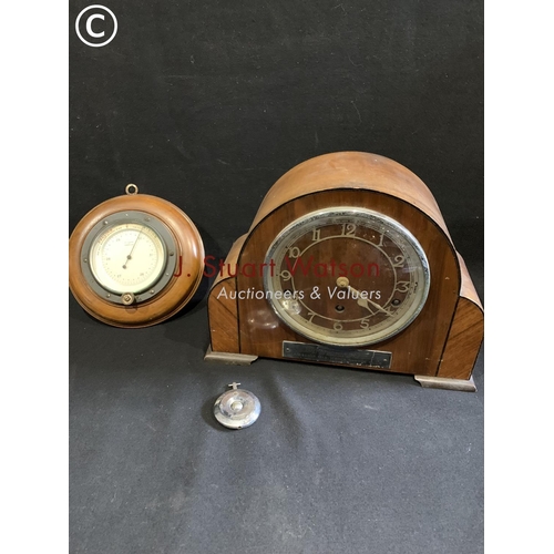 642 - Presentation Garrard wooden mantel clock and barometer