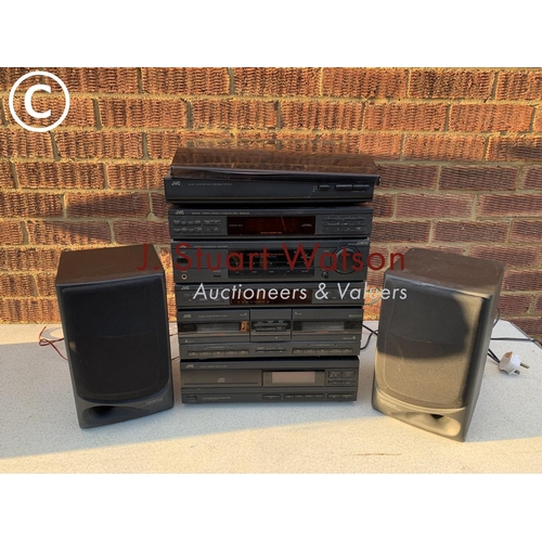 697 - JVC Stacking system and pair Kenwood speakers