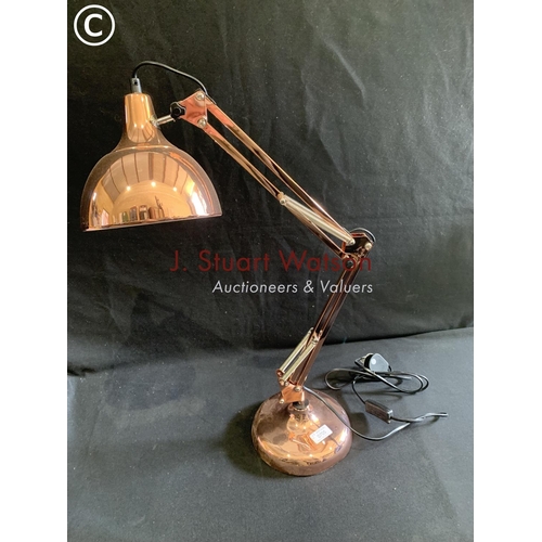 705 - Copper desk lamp height as pictured 60 cms