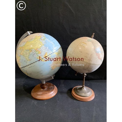 709 - Two globes, tallest height 45 cms