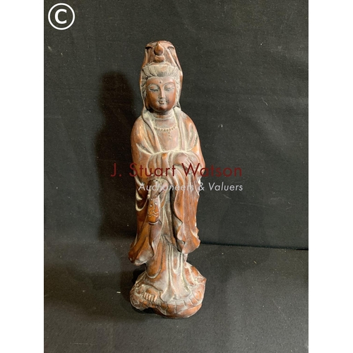 721 - Carved hardwood Guanyian Figure height 40 cms