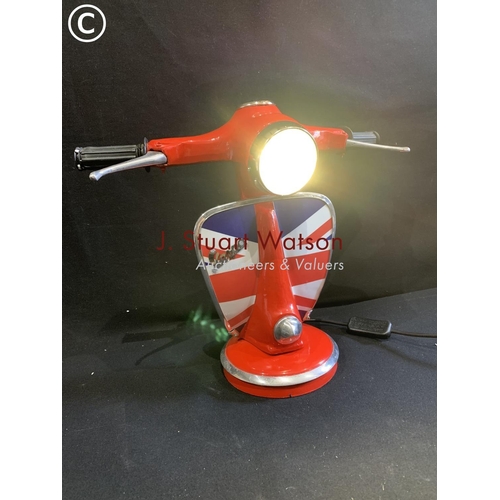 737 - Red Union Jack Vespa lamp height 33 cms width 40 cms