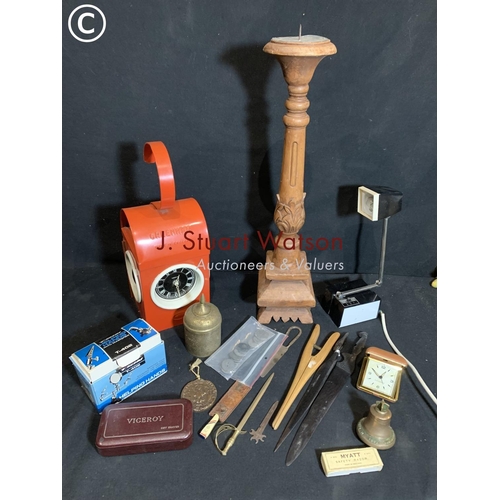 758 - Road lamp clock and sundries