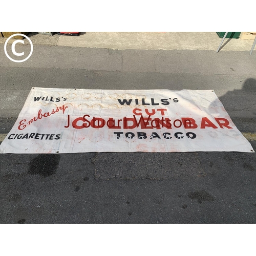 781 - Canvas Wills tobacco banner 230 x 105 cms