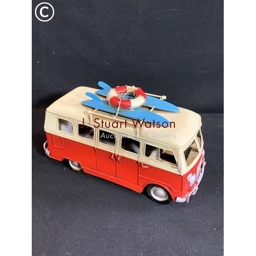 798 - Tin plate painted model camper van